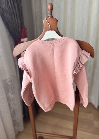 Kız Çocuk Pembe Fırfırlı Sweatshirt - Görsel 4