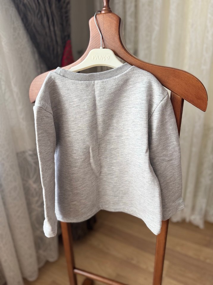 Kız Çocuk Gri Uzun Kollu Sweatshirt - Görsel 3