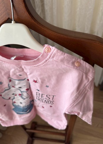 Pembe Baskılı Kız Sweatshirt - Görsel 2