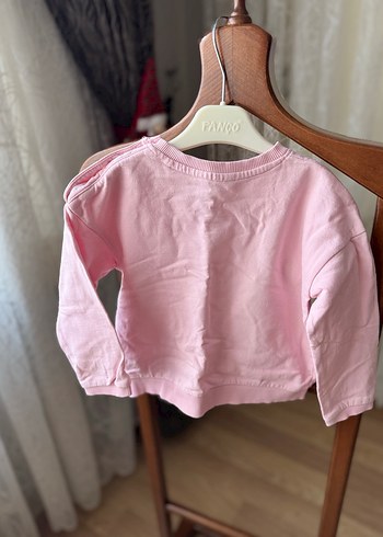 Pembe Baskılı Kız Sweatshirt - Görsel 3