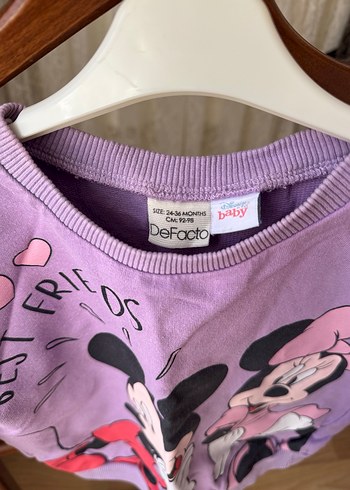 Mor Minnie mouse ve mickey mouse Baskılı Kız Sweatshirt - Görsel 2