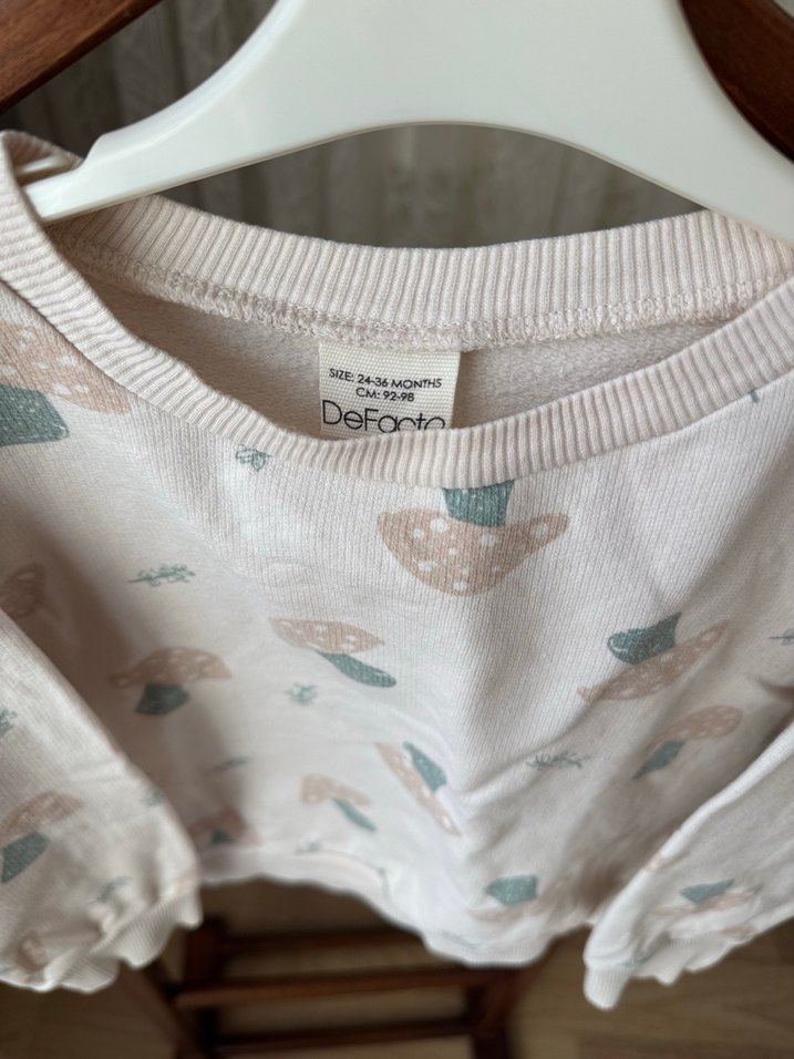 Kız Çocuk Bej Pamuklu Sweatshirt - Görsel 2