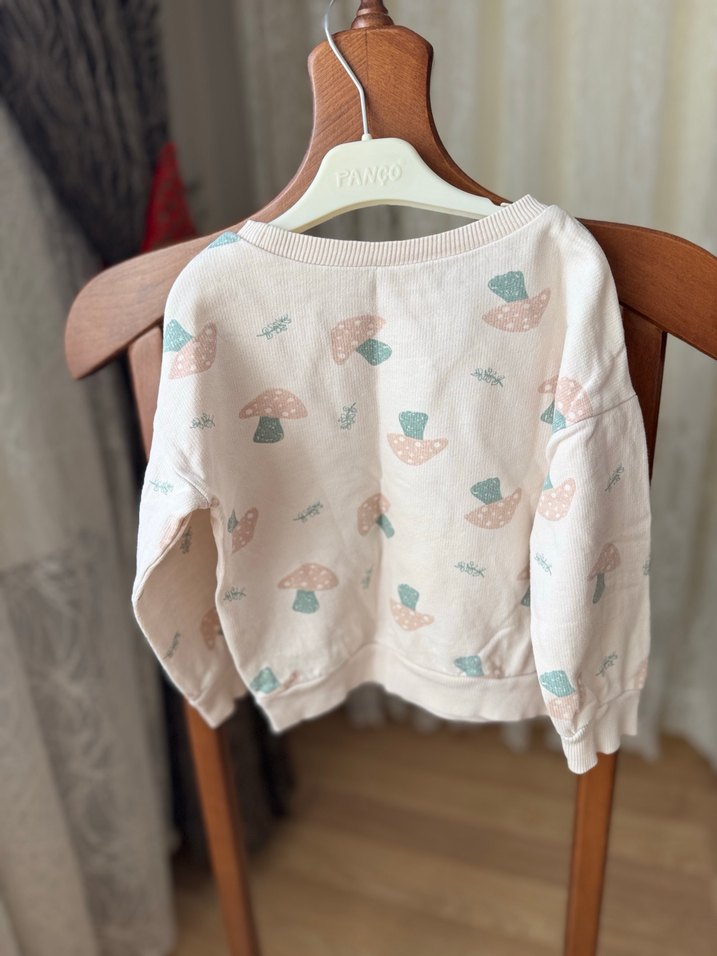 Kız Çocuk Bej Pamuklu Sweatshirt - Görsel 3