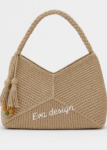 Bej Örgü Kadın Şapka ve cantalar istenilen renk yapılır adetfiyt - Görsel 9