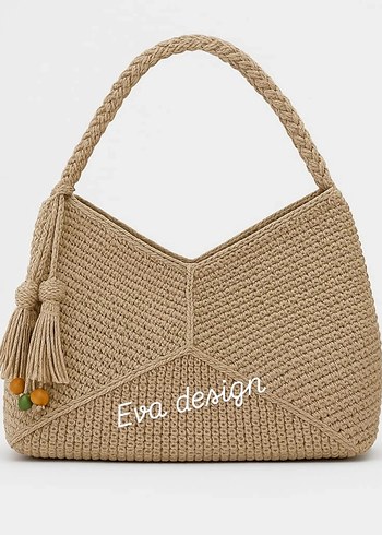 Bej Örgü Kadın Şapka ve cantalar istenilen renk yapılır adetfiyt - Görsel 4