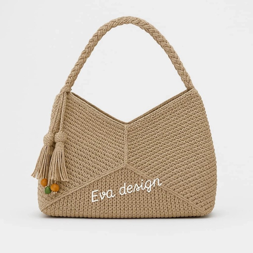 Bej Örgü Kadın Şapka ve cantalar istenilen renk yapılır adetfiyt - Görsel 4