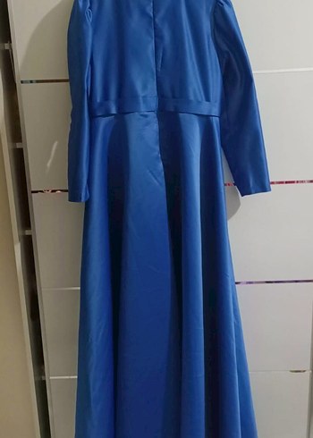 Uzun Kollu Lacivert Gotik Abiye Elbise - Görsel 4