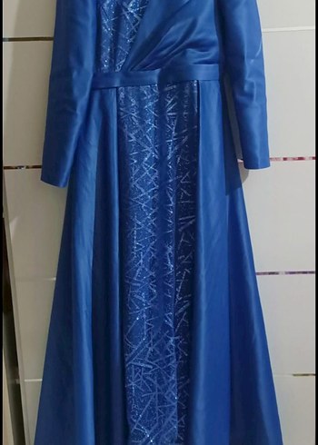 Uzun Kollu Lacivert Gotik Abiye Elbise - Görsel 3