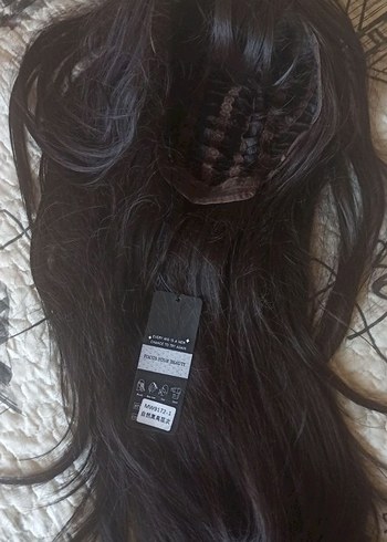 Siyah Uzun Sentetik Düz Peruk,katlı kesim , kahküllü - Görsel 3