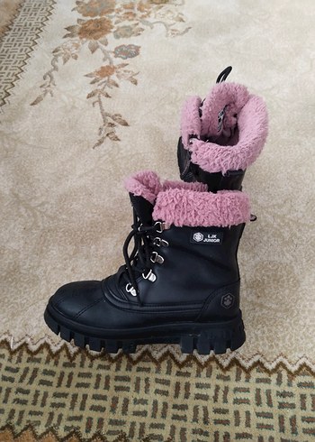 Lumberjack Kızlar için Peluş Detaylı Pembe Siyah Bot