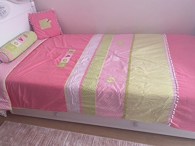  Beden pembe Renk Çilek genç odası yatak örtüsü