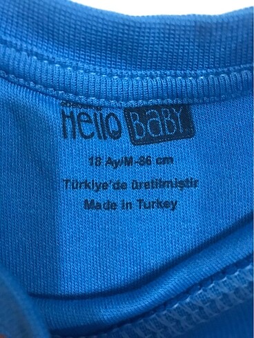 1,5 Yaş Beden mavi Renk Hello baby uzun kol çıt çıtlı body