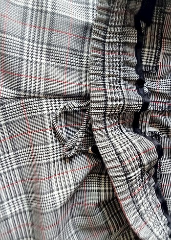 LC Waikiki Gri Ekose Desenli beli astımlı Kumaş Pantolon