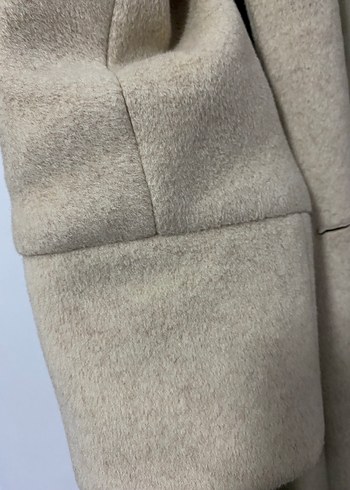 Düğmeli Bej Kadın Uzun Kaşe Kaban - Görsel 8