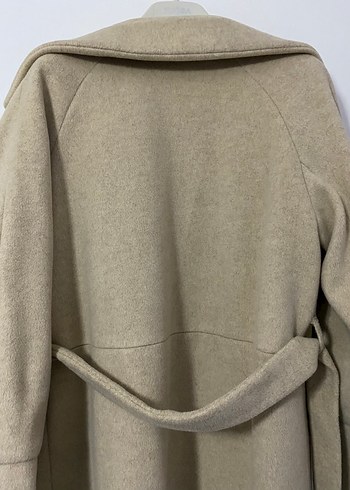 Düğmeli Bej Kadın Uzun Kaşe Kaban - Görsel 11