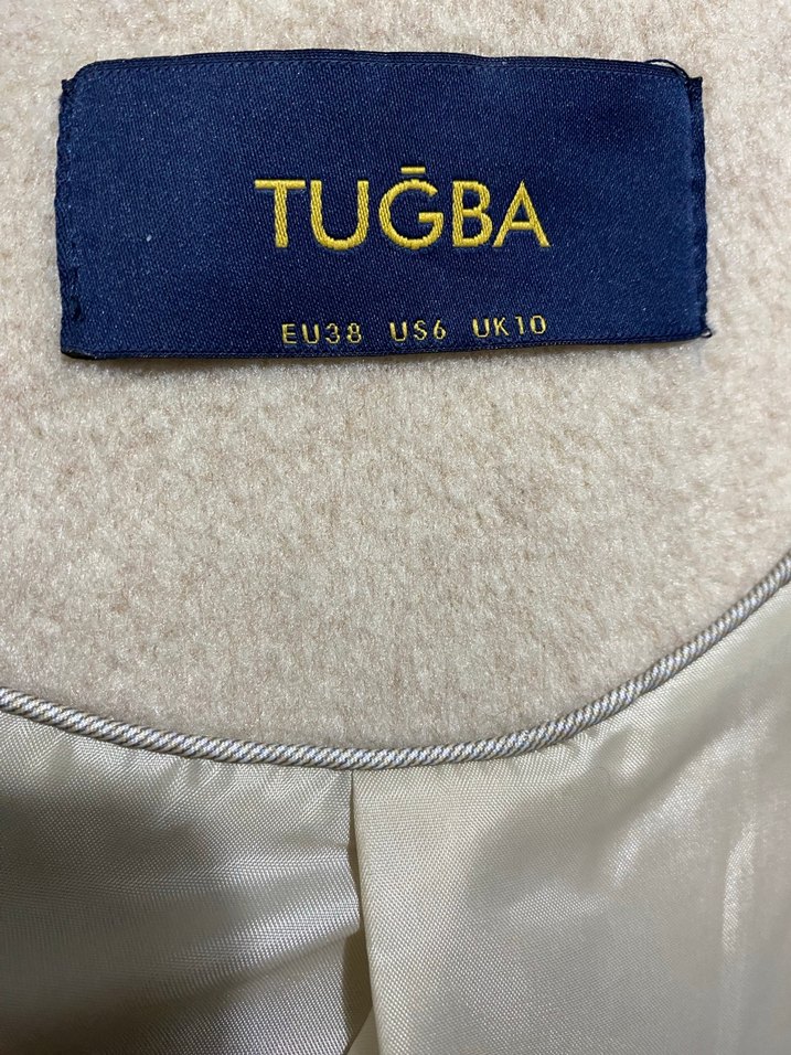 Düğmeli Bej Kadın Uzun Kaşe Kaban - Görsel 5