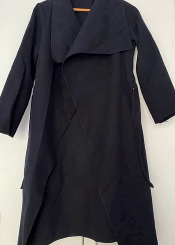 Kuşaklı Lacivert Kaban - Görsel 3