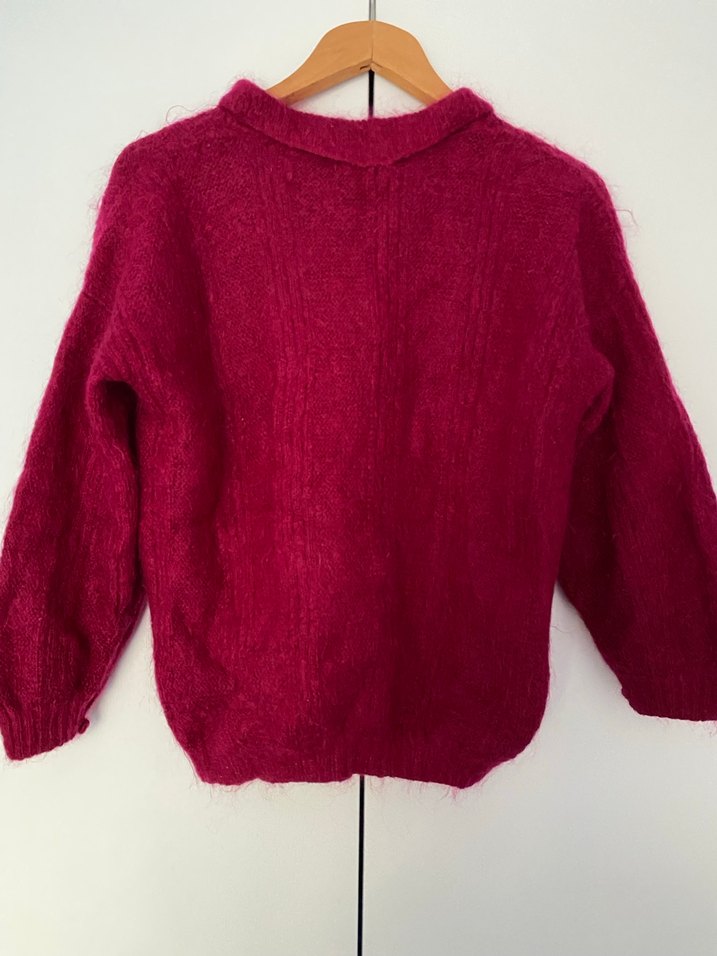 Bordo Örgü Kadın Yün Kazak - Görsel 3