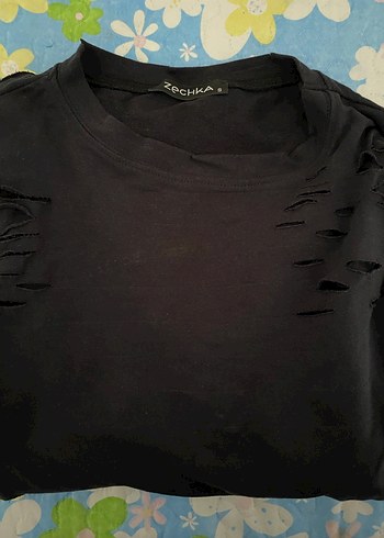 Kadın Siyah Yırtık Detaylı Uzun Kollu Sweatshirt - Görsel 2