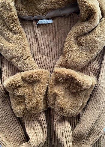 Kürk Detaylı Camel Triko Kazak Standart Beden - Görsel 3