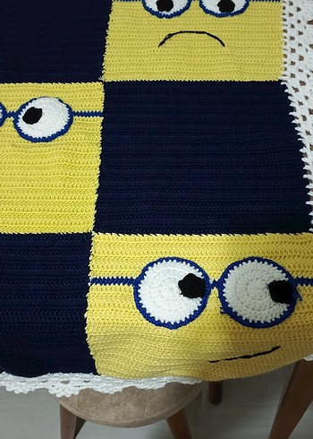 Nakışlı Çok Renkli Örgü Çocuk Battaniyesi - Görsel 2