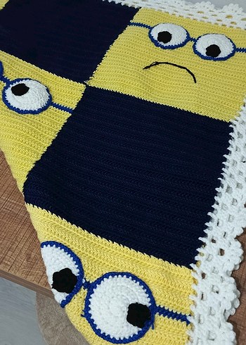 Nakışlı Çok Renkli Örgü Çocuk Battaniyesi - Görsel 3