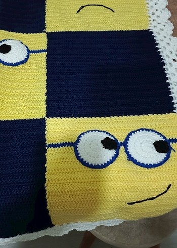 Nakışlı Çok Renkli Örgü Çocuk Battaniyesi - Görsel 4