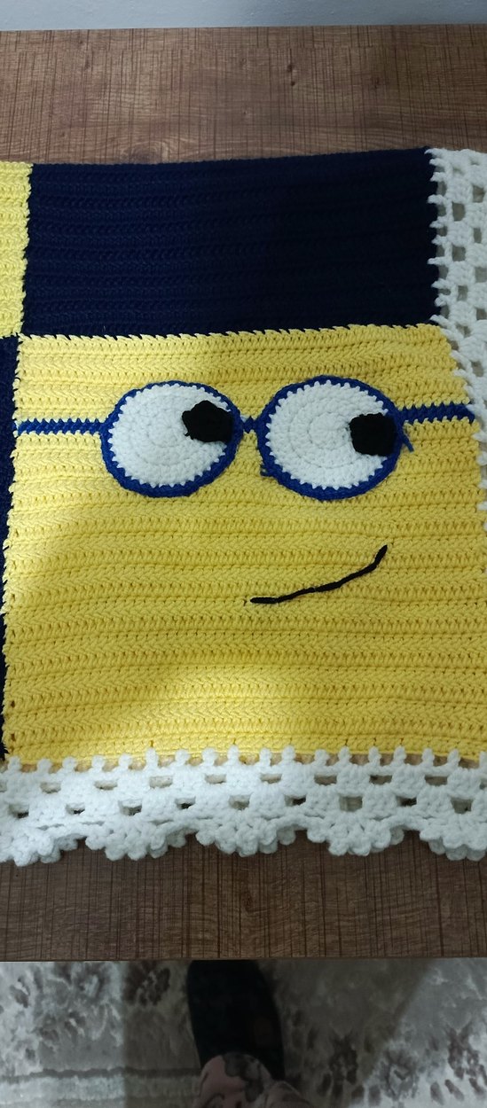 Nakışlı Çok Renkli Örgü Çocuk Battaniyesi - Görsel 5