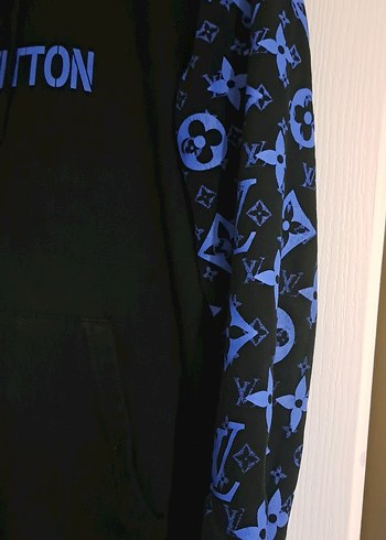 Mavi Baskılı Kapüşonlu Erkek Sweatshirt - Görsel 2