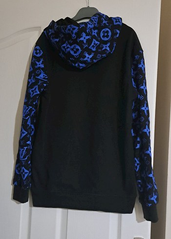 Mavi Baskılı Kapüşonlu Erkek Sweatshirt - Görsel 7