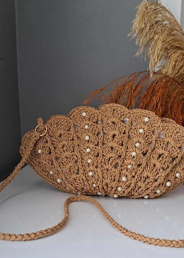 İncili El emegim örgü çanta - Görsel 3