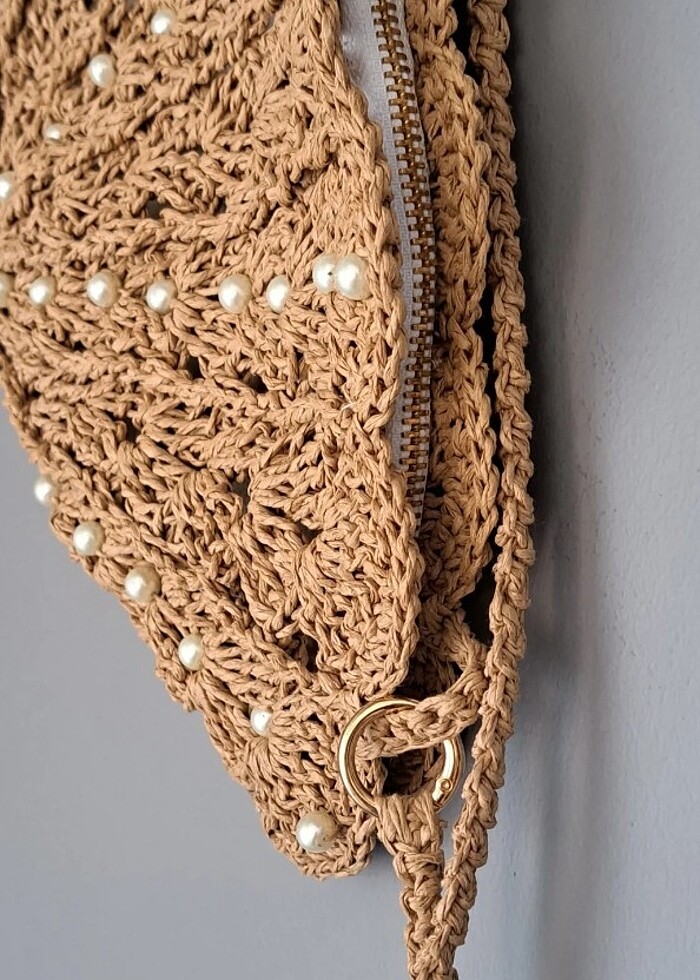 İncili El emegim örgü çanta - Görsel 4