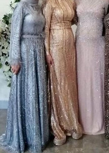 Gri Yılan Desenli Kürk Detaylı Uzun Abiye Elbise - Görsel 6