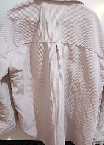 Pudra Kadın Kadife Düğmeli Uzun Kollu Gömlek - Görsel 2