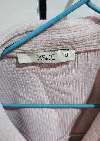 Pudra Kadın Kadife Düğmeli Uzun Kollu Gömlek - Görsel 3