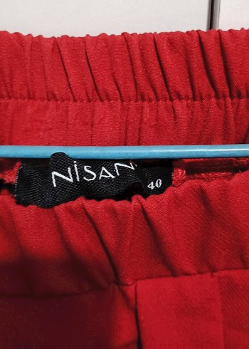 Kırmızı Rahat Kesim Kadın Midi Kumaş Pantolon - Görsel 3