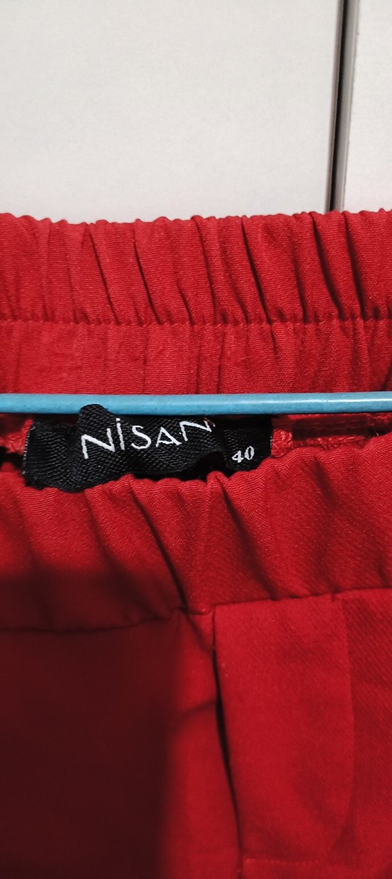 Kırmızı Rahat Kesim Kadın Midi Kumaş Pantolon - Görsel 3