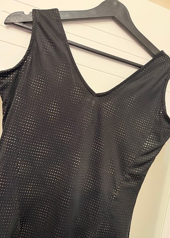 Siyah V Yaka Midi Kadın Elbise - Görsel 2