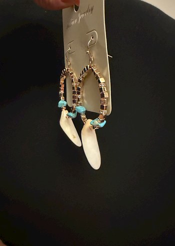 Turkuaz Boncuklu Bohem Mini Küpeler - Görsel 4