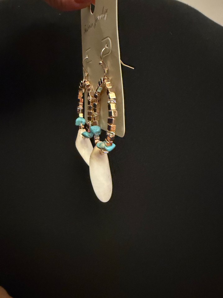 Turkuaz Boncuklu Bohem Mini Küpeler - Görsel 3