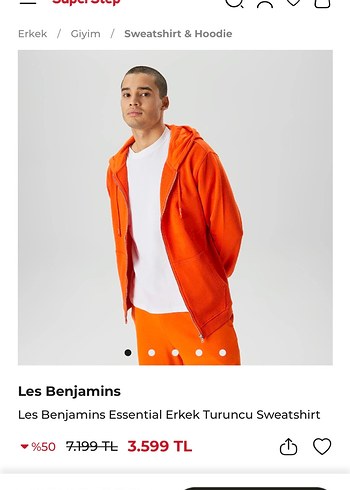 Turuncu Fermuarlı Kapüşonlu Zip - Görsel 6