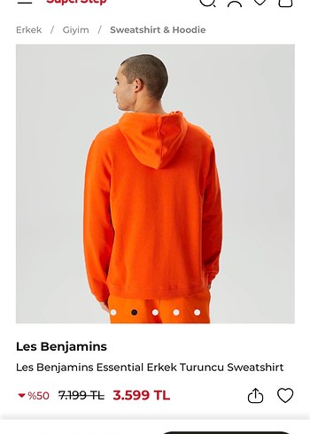 Turuncu Fermuarlı Kapüşonlu Zip - Görsel 5