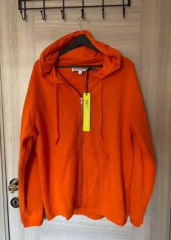 Turuncu Fermuarlı Kapüşonlu Zip - Görsel 2