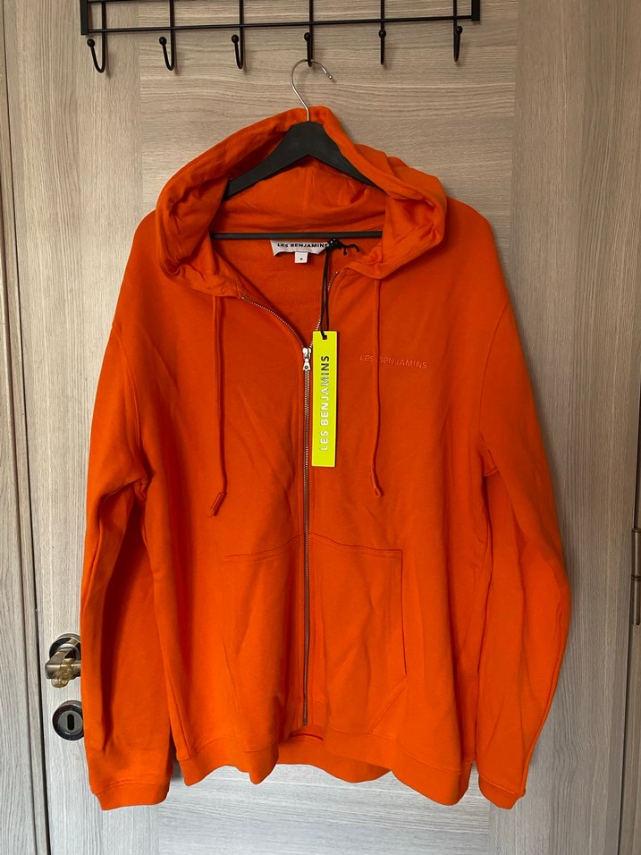 Turuncu Fermuarlı Kapüşonlu Zip - Görsel 2