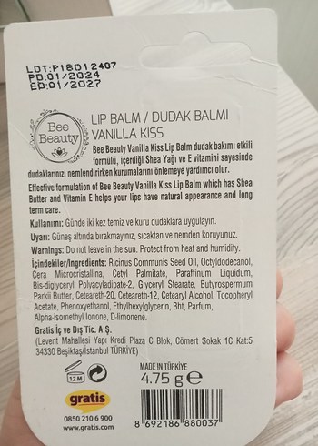 Bee Beauty Vanilya Aromalı Dudak Balmı - Görsel 2