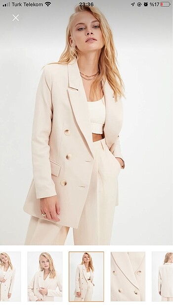 Trendyolmilla Açık Haki Düğmeli Oversize Blazer Ceket