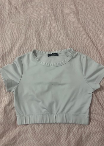 Beyaz Kısa Kollu Crop Top