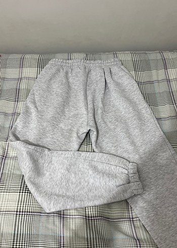 Gri Kadın Salaş Pamuklu Eşofman Altı - Görsel 3