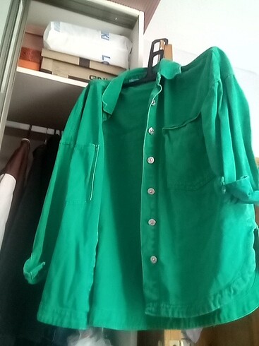 Yeşil oversize kot ceket