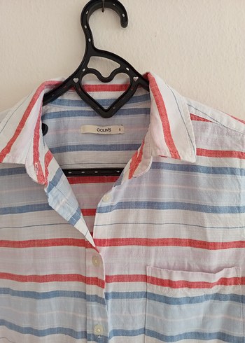 Çizgili Pamuklu Kadın Gömlek s-m - Görsel 2